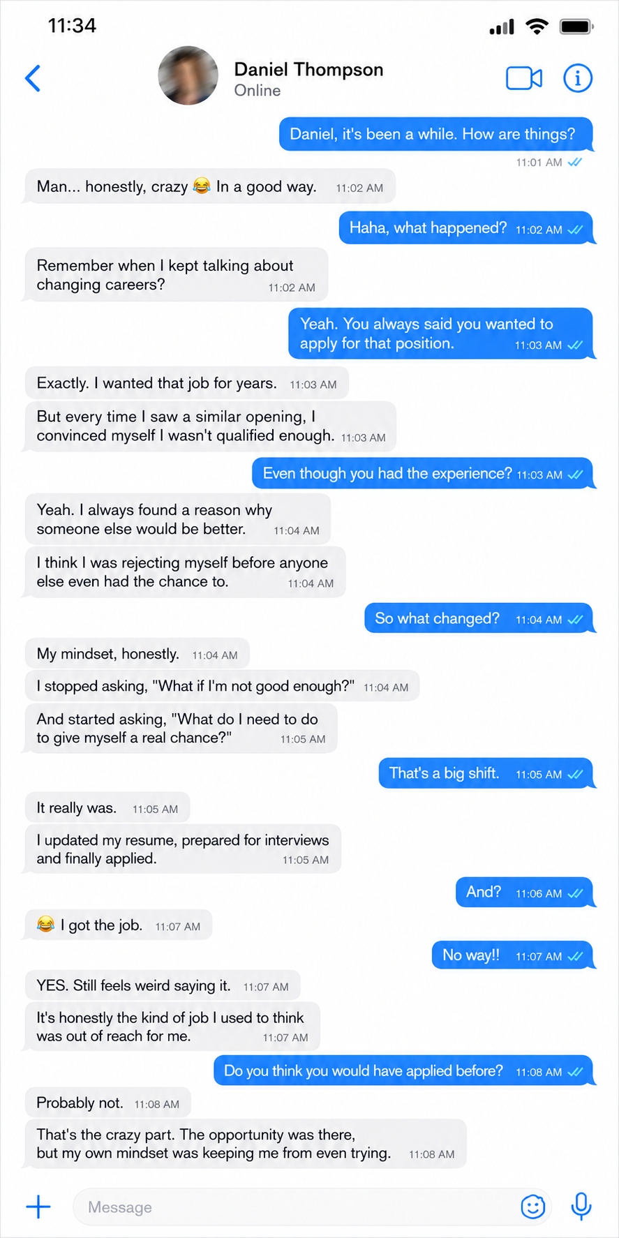 Customer message screenshot